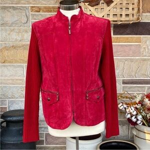 AMI Suede Jacket With‎ Knit Sleeves